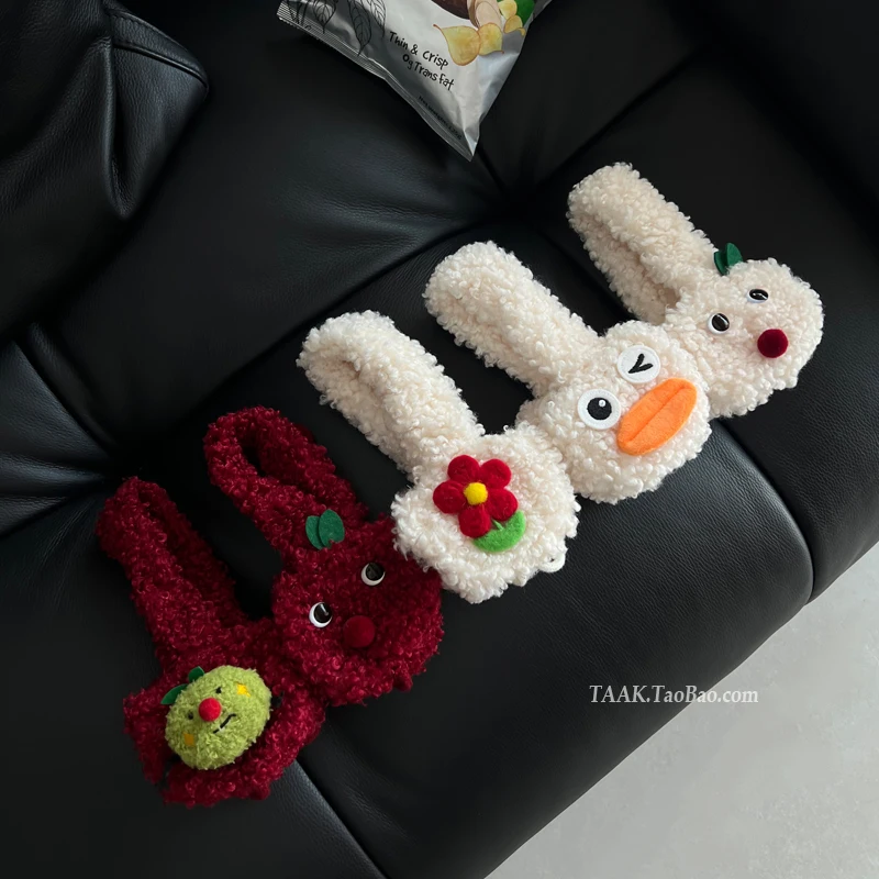 Rode Pluche Apple Oorbeschermers Winter 2025, Nieuwe Leuke Nieuwjaar Accessoires Foto Oor Warme Oorbeschermers Oor Hoofdband