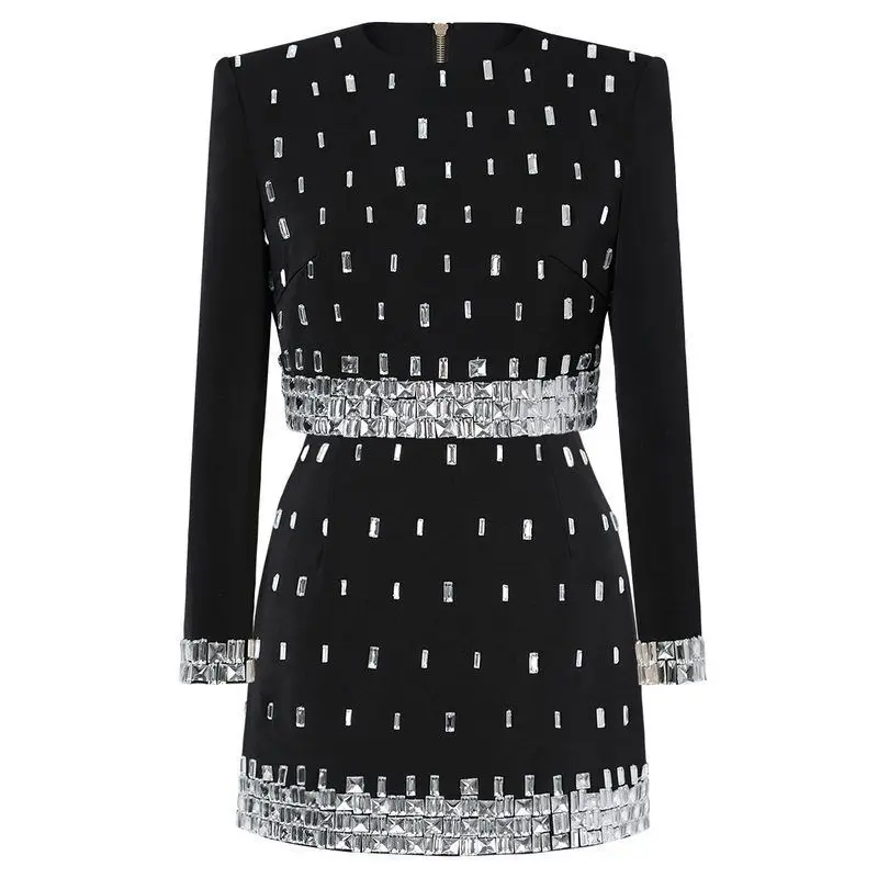 

High-Quality Women's Fashion Hand-Embroidered Commute Top-And-Skirt Set Spring Autumn New Style Body-Skimming Half Skirt