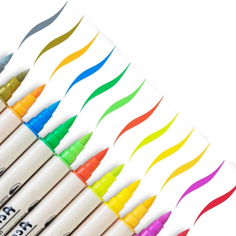 

Mixed Color Acrylic Paint Markers Brush Tip And Fine Tip (Dual Tip) Paint Markers, Paint Pen For Rock Painting, Ceramic