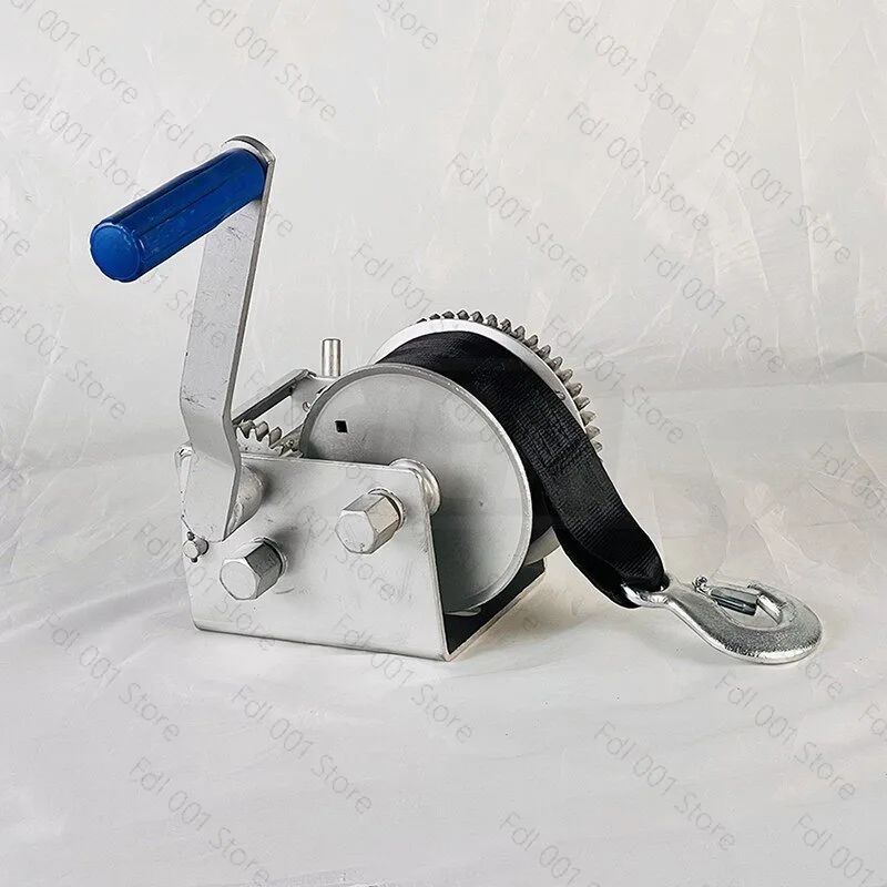 Yacht Trailer Two-speed Hand Crank Winch 900KG 2.6 Tons Webbing Winch Sturdy Trailer Accessory for Marine Boat