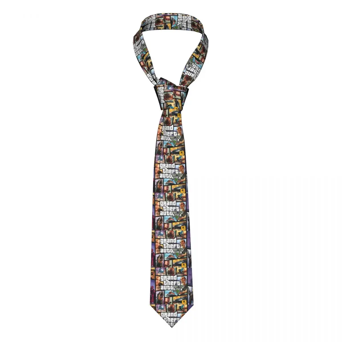 Classic GTA Grand Theft Auto Neck Ties Men's Custom Silk Video Game Neckties for Office Gravatas