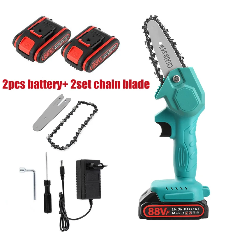 1080W Electric Chain Saw Cordless Electric Pruning Saw Protable Mini Chainsaw Garden Logging Woodworking Tool With Battery