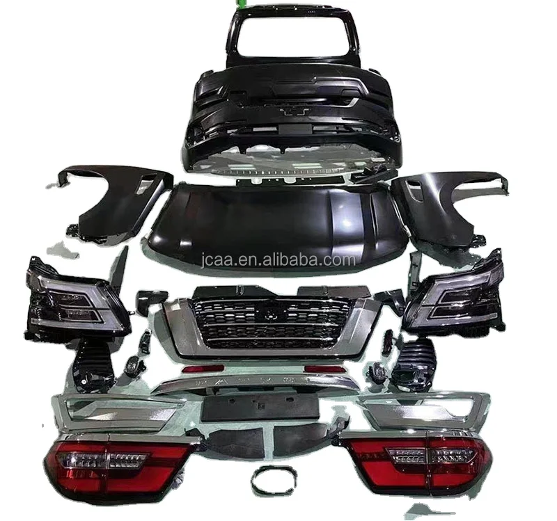 

Комплект внешнего обновления Комплект кузова включает pp ABS Решетка заднего и переднего бампера Год 2012-2019, Обновление на 2020 год для Nissan Patrol Y62