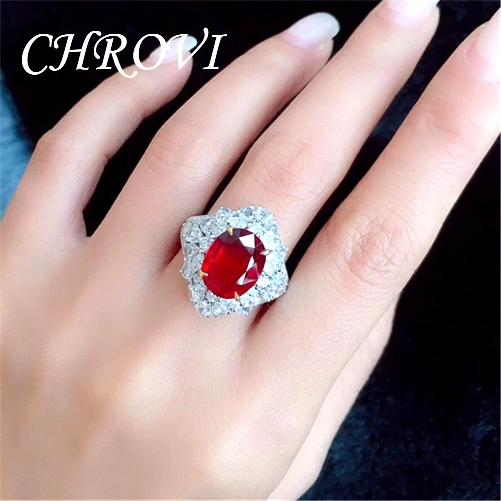 Modischer 925er Sterlingsilber-Ring mit hochwertigem Rubin in Farbseparation für Damen – Eleganter Edelstein-Fingerring – Detail 3