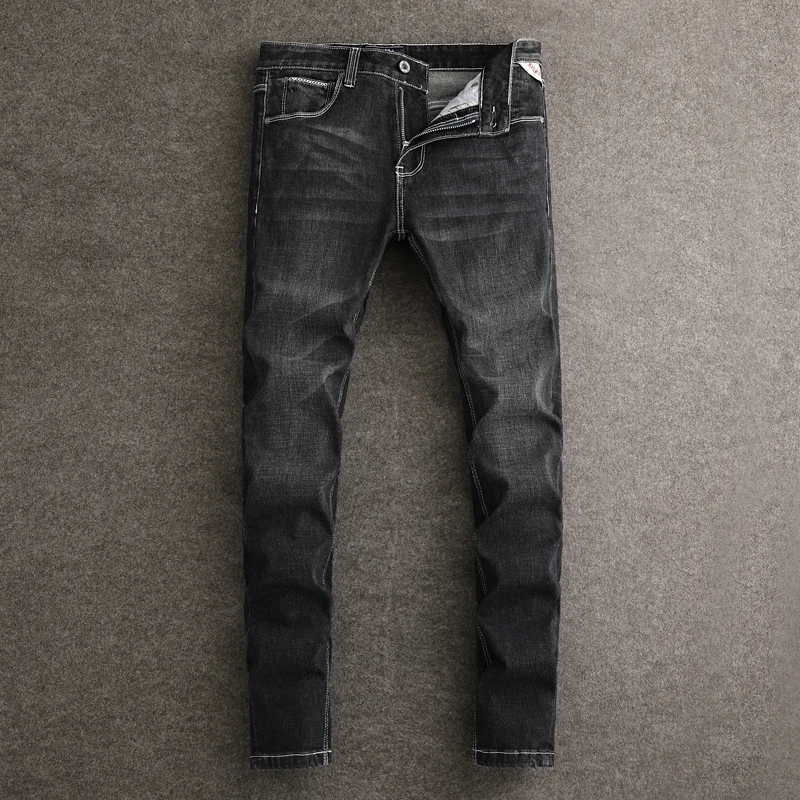 

Italian Style Fashion Men Jeans High Quality Black Stretch Slim Fit Vintage Jeans Men Casual Designer Denim Pants Hombre