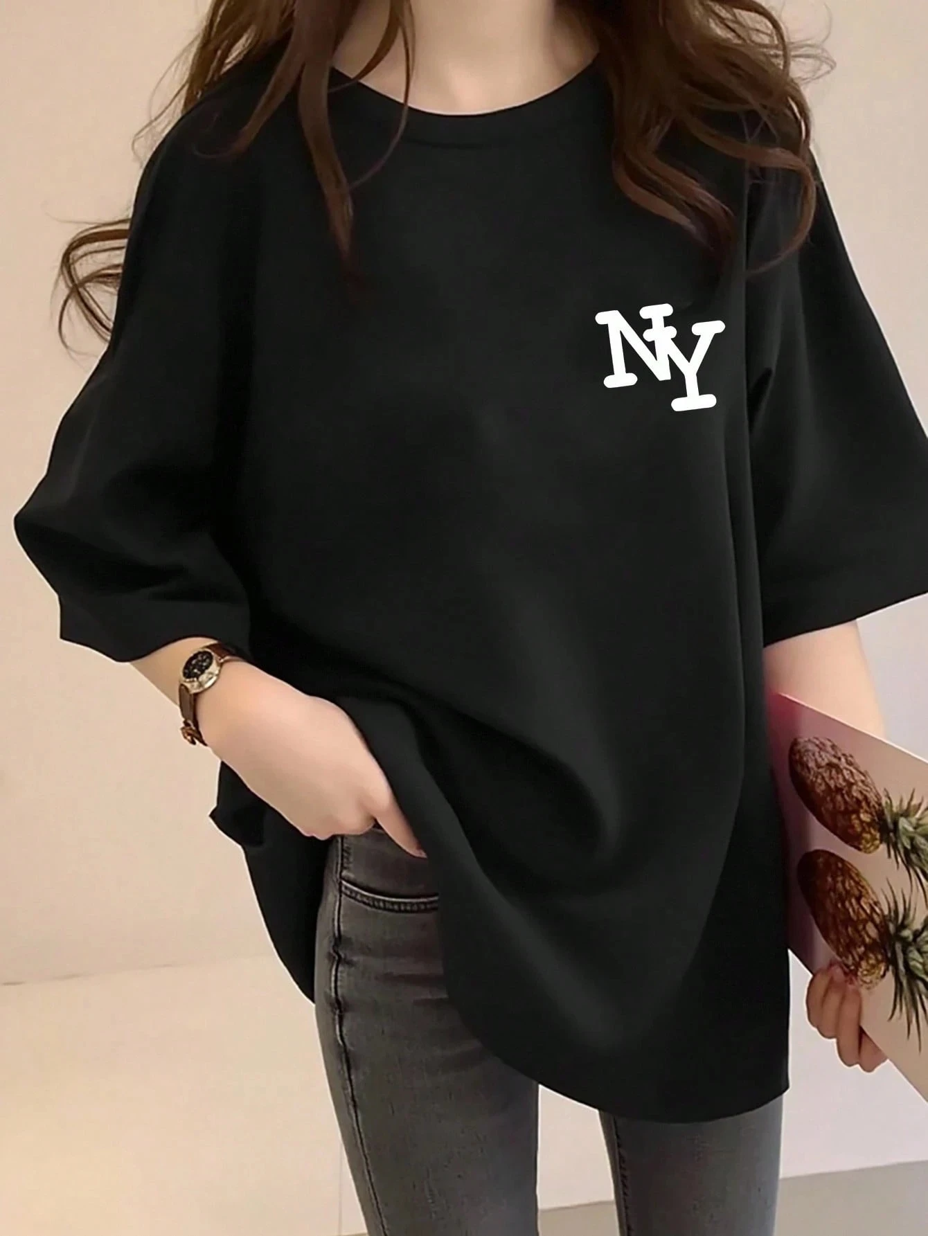 

Plus Size Trendy NY Graphic Tee Elegant Fashion Choice for Plus Size Wardrobes Stylish Apparel with Iconic Letter Print Ideal
