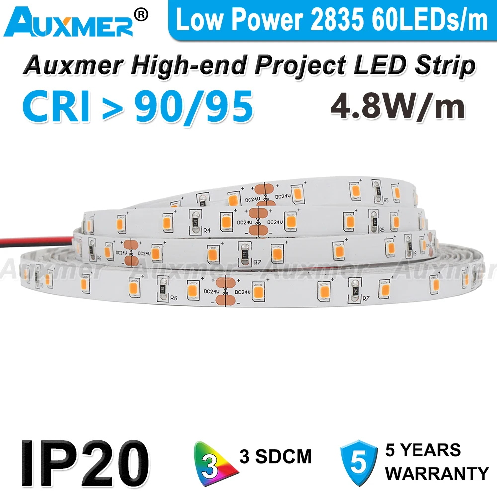 

Low Power 2835 60LEDs/m LED Strip Lights ,CRI95/90,IP20,4.8W/m,Led Tape Warm White Red Green Blue Amber Yellow Pink Purple