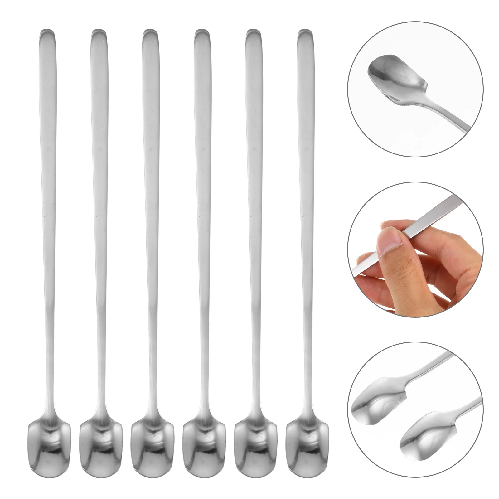 

10 Pcs Square Ice Scoop Practical Spoons Stainless Steel Stirring Mixing Teaspoon Coffee Polished Surface