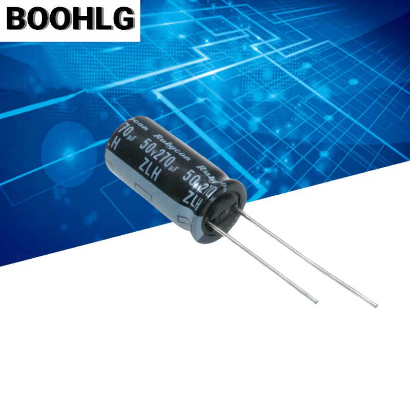 5PCS Rubycon imported aluminum electrolytic capacitor 50v 270uf 10X20 ruby zlh high frequency and long life