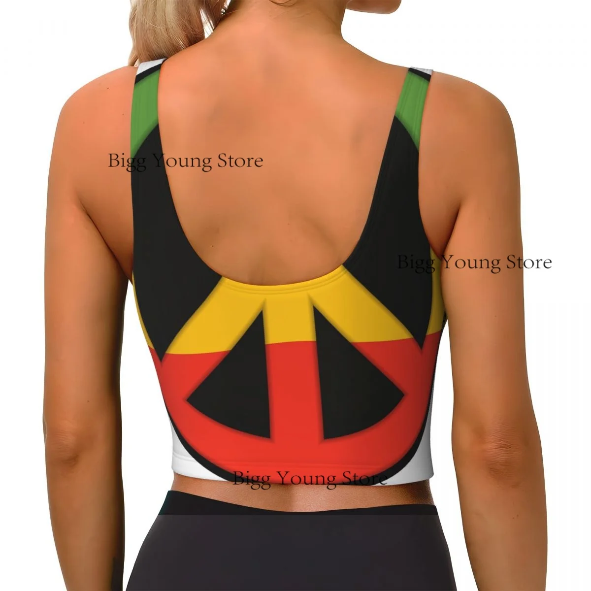 Symbol Peace Basic Tops Women Samba Sexy V-Neck Yoga Fitness Sports Tops