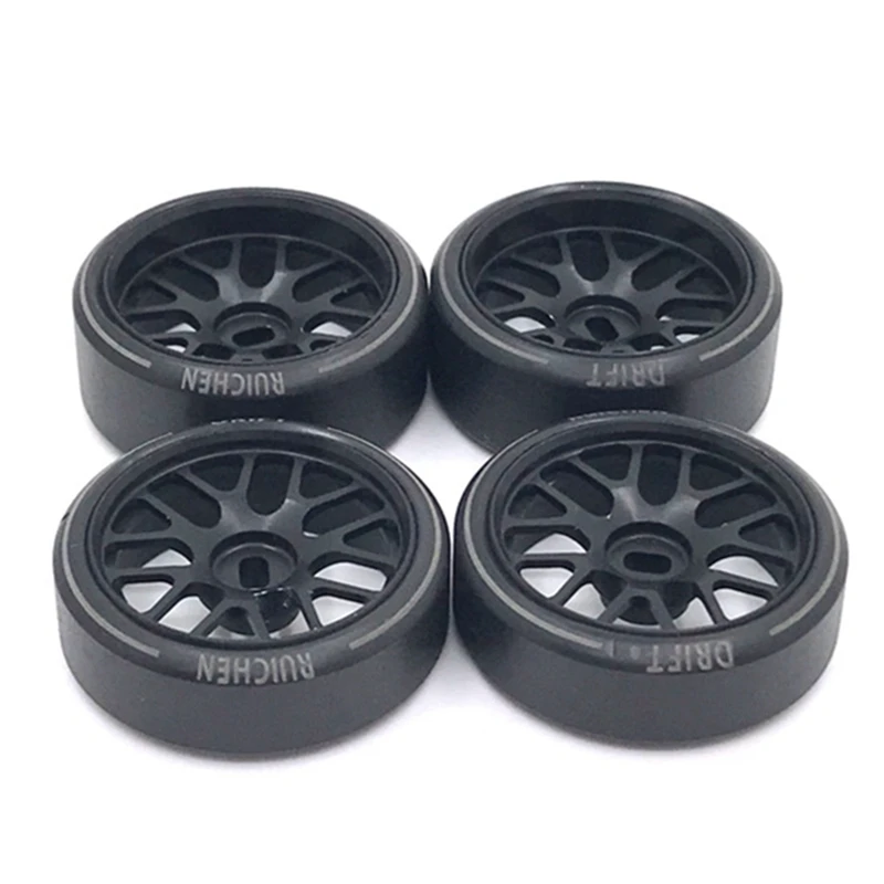 4 Uds llanta de rueda de Metal neumáticos de deriva de plástico duro para Wltoys 284131   K969 K989 P929 Mini-Z 1/28 RC piezas de actualización de coche