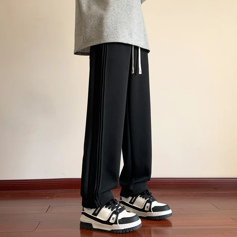 Men's Jogging Pants Baggy Pants Winter Fleece Pants Spring Autumn Trousers Wide Leg Straight Pants 2025 New Sweatpants M 5XL