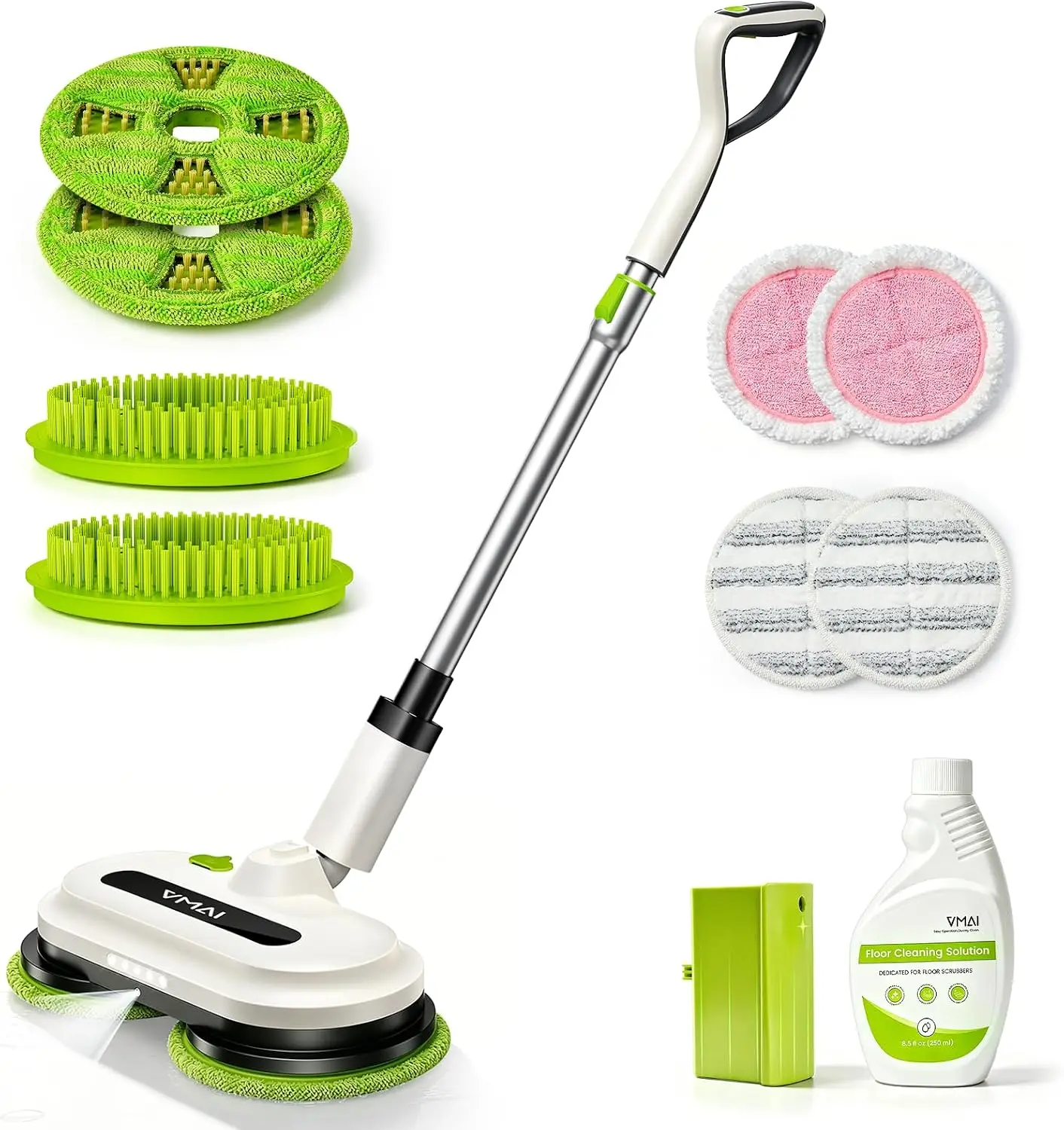 Cordless Electric Floor Scrubber & Mop with Cleaning Solution | Detachable Battery, Floor Scrubber Machine with Spray & LED Head