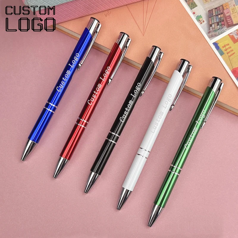 5pcs Laser Engraved LOGO Ballpoint Pen New Personality GIft Pen Customized FREE With Your Text School Office Supplies