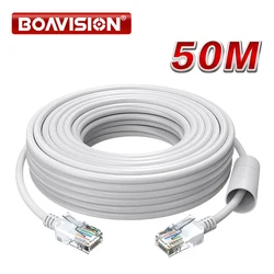 Cable Ethernet Cat5e 20m 30m 50m Cable de red de alta velocidad blanco RJ45 para sistema de cámaras de seguridad POE, conmutador PoE, etc.