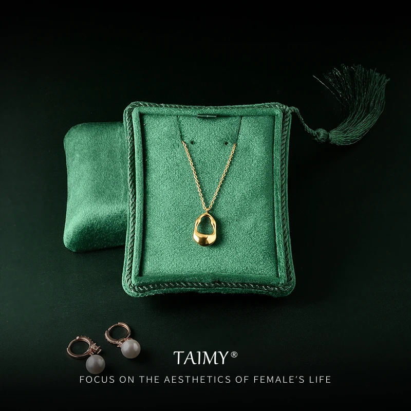 TAIMY Plush Velvet Necklace Jewelry Box Suede Tassel Jewelry Box Portable Travel Storage Jewelers Pendant Packaging Boxes