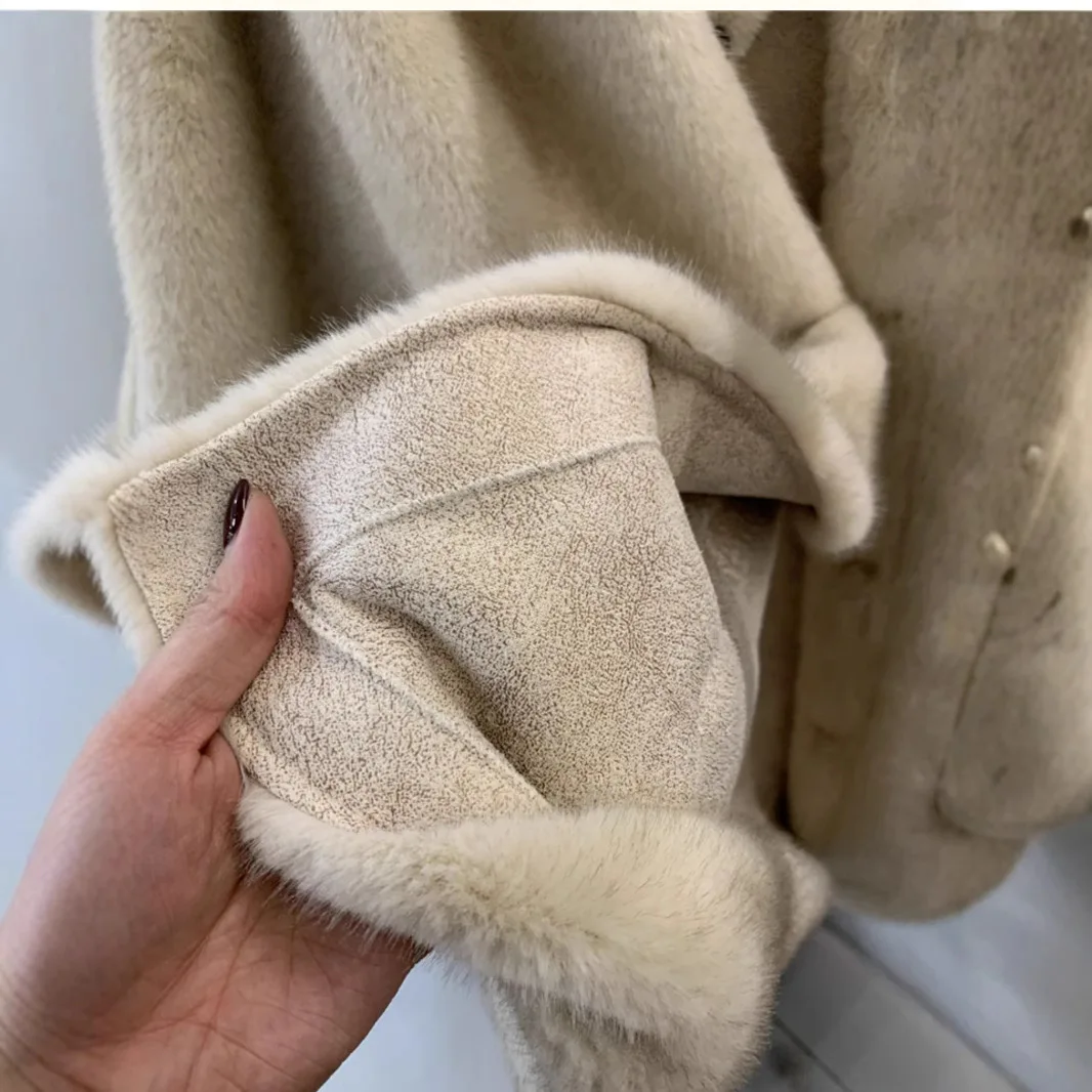 Faux Fur Women Coats Mid Length Coat Stand Collar Thick Warm Y2k Streetwear Elegant Warm JacketsOuterwear Autumn Winter Overcoat