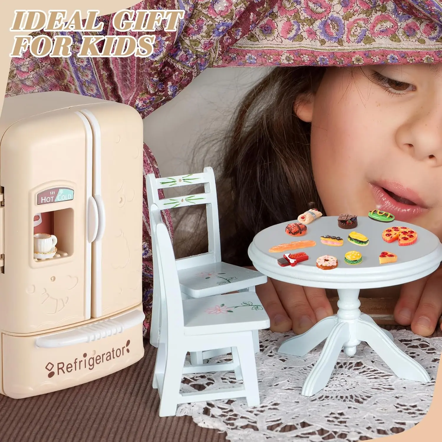 1:12 Mobili in miniatura Carrello della spesa Frigorifero Scaffale da cucina Mini Bevanda Dessert Cibo Casa delle bambole Cucina Giocattolo Modello Regalo nuovo