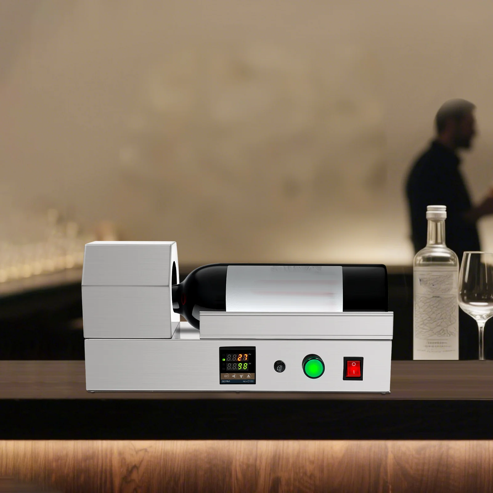 

110 В электрическая капсула для бутылок вина, термоусадочная машина из нержавеющей стали, цифровая термоусадочная машина для крышек бутылок из ПВХ, ПП