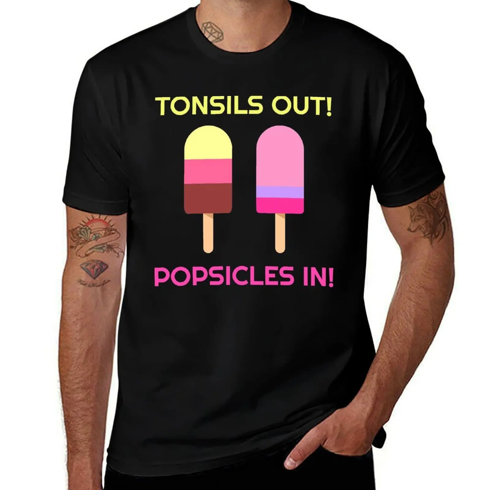 

Out In, Tonsillectomy Recovery Tonsils Popsicles Gift T-Shirt Work Basic Short Sleeve Top