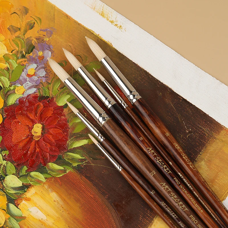 ArtSecret 3200R Pro Interlocked Chungking Bristle Paint Brush for Oil Gouache Painting Art Supplies Artist Brush