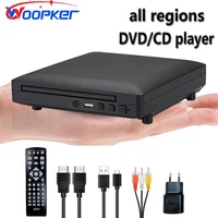 Woopker Mini HD DVD Player Cable HDMI y RCA 1080p PAL/NTSC incorporado en todas las áreas USB 2.0 reproductor de CD doméstico memoria de punto de interrupción