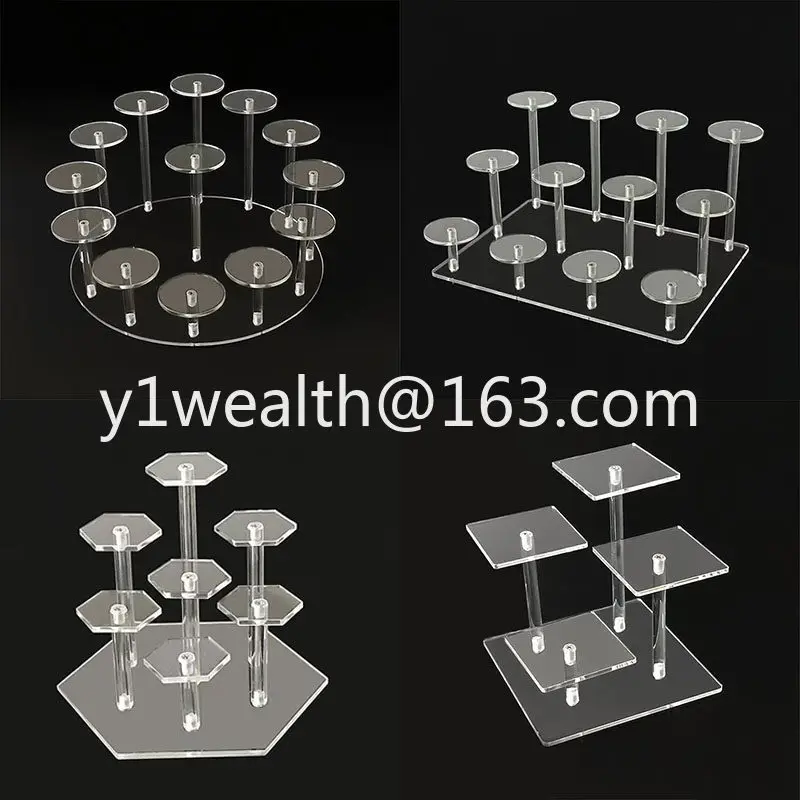Acrylic transparent jewelry perfume cosmetics display stand round ring bracket small doll model figure storage