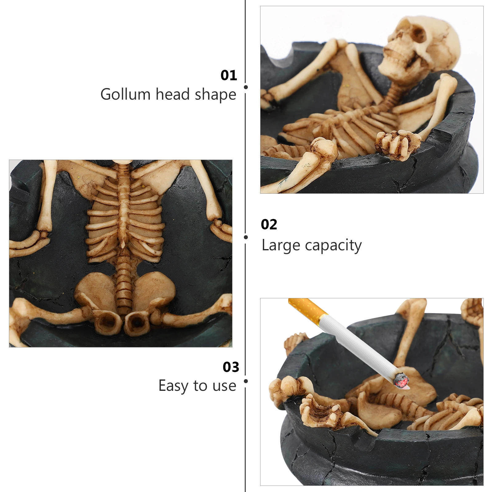 

Skull Ornaments Ash Tray Festival Supplies Cigarette Container Halloween Decor Ashtray Resin