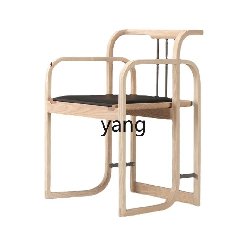 

Yjq New Chinese Style Solid Wood Dining Chair Modern Minimalist Armrest Backrest Leisure Chair Office Conference Chair