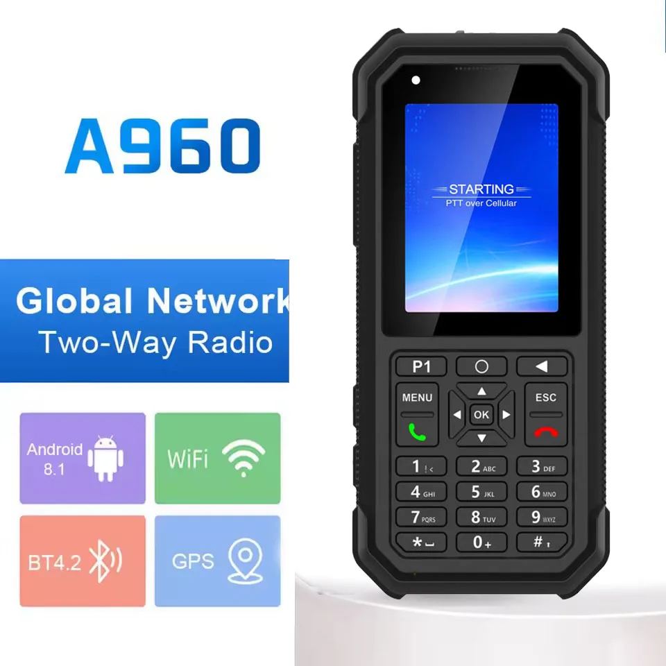 

ANYSECU A960 Android 8.1 4G Network Radio LTE/WCDMA/GSM With GPS WIFI POC Walkie Talkie Compatible with Zello or Real-ptt