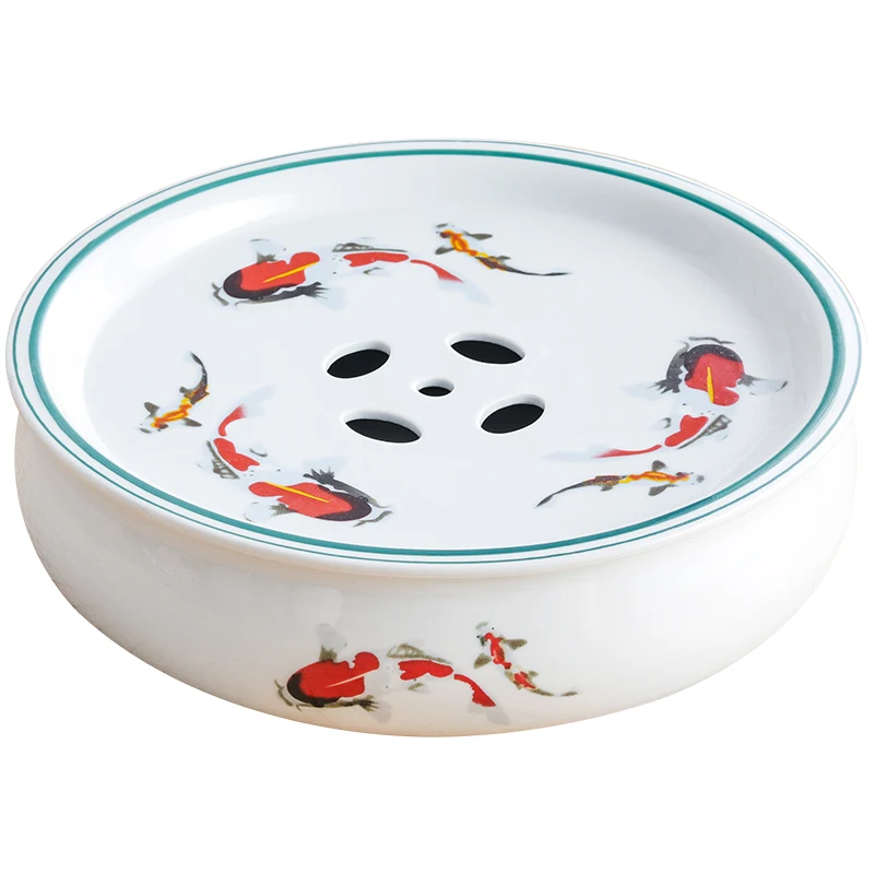 

Chinese Kung Fu Water Storage Built-in Round Tea Tray, Tea Saucer Tray, Drain Tray, Dry Tea Table