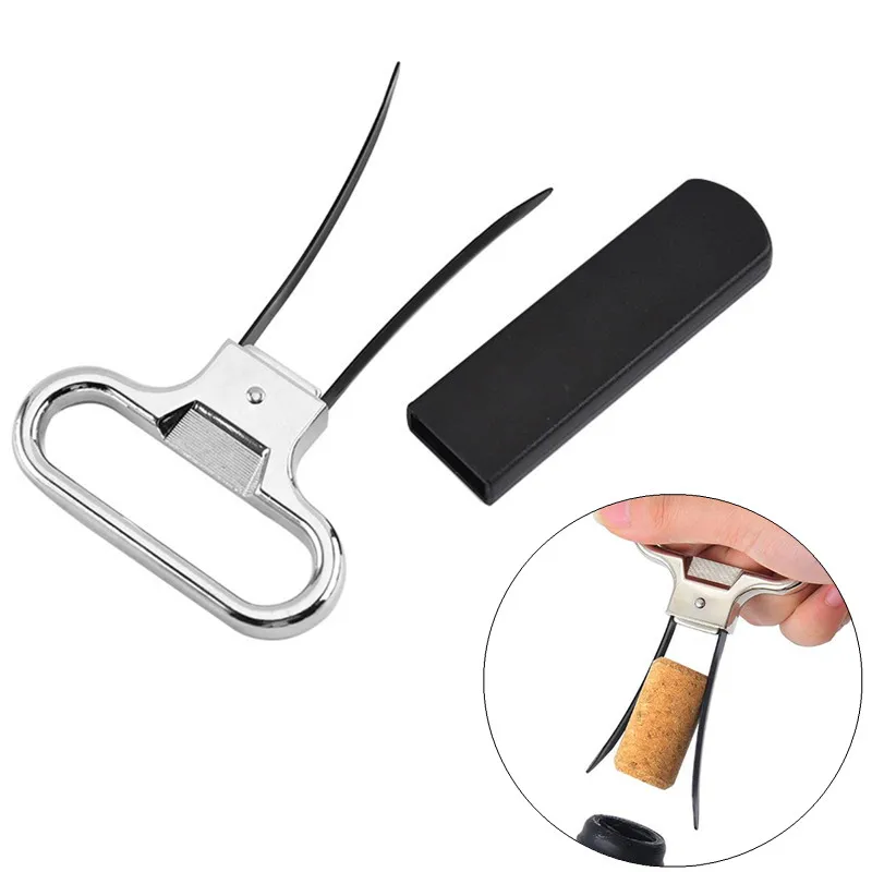 Black Mental Wine Bottle Opener Plastic Handle Pressure Corkscrew Red Wine Opener Bar Kitchen Accessory Tools