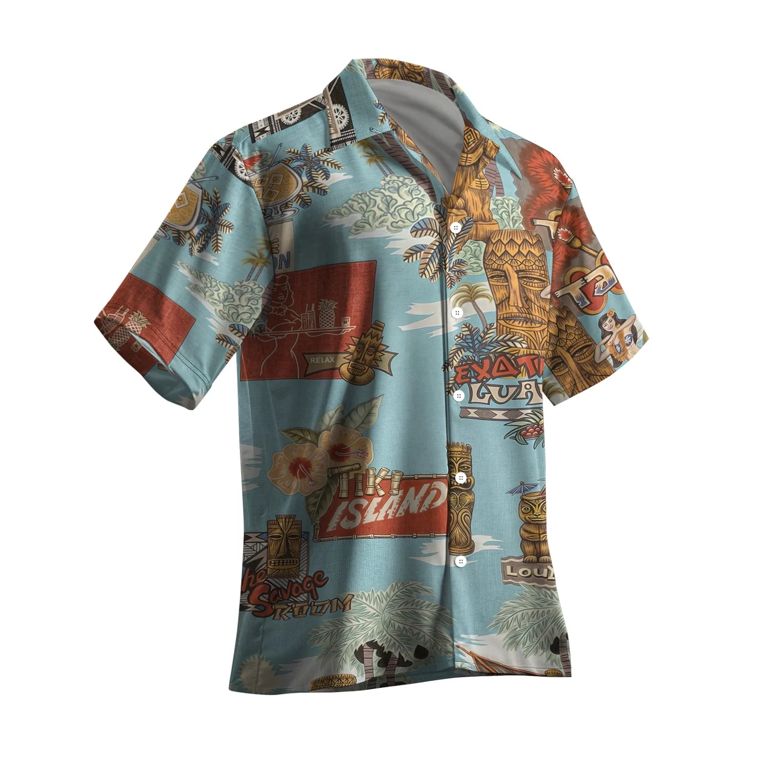 Fashionable and high-end American cross-border 2024 new casual and versatile high-quality Hawaiian Cuban collar shirt MB34