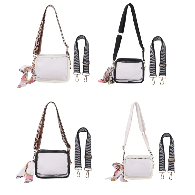 Clear Shoulder Bag Stylish PVC Handbag for Everyday Use Transparent Purse with Removable Patterned Strap