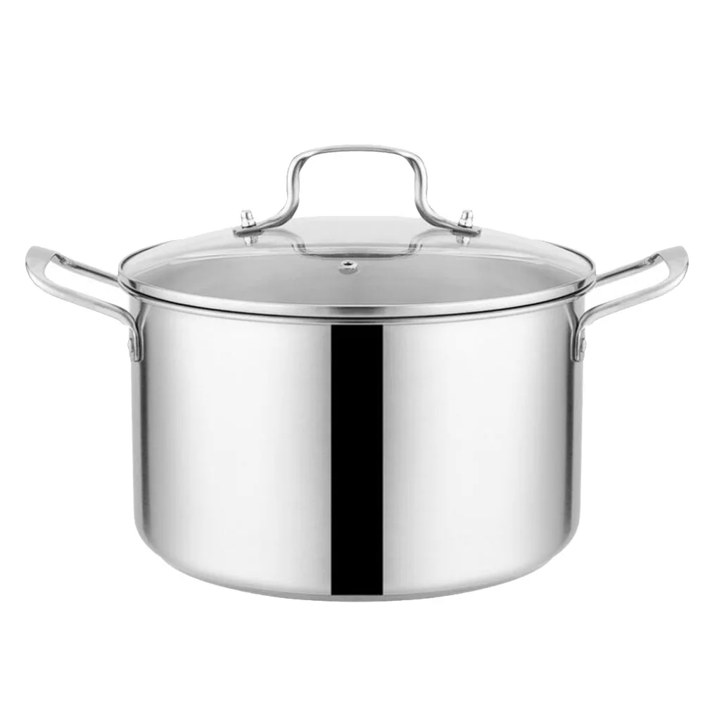 

Large Capacity Soup Pot Stainless Steel Steamer Cookware Gifts Multi Function Riveted Handle Glass Cover Food Grade Easy Clean