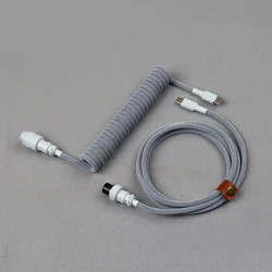 LANO Double USB C Mechanical Keyboard Coiled Cable GX16 Aviator Connector Type C Cable Interface Gifts For Game Keyboard