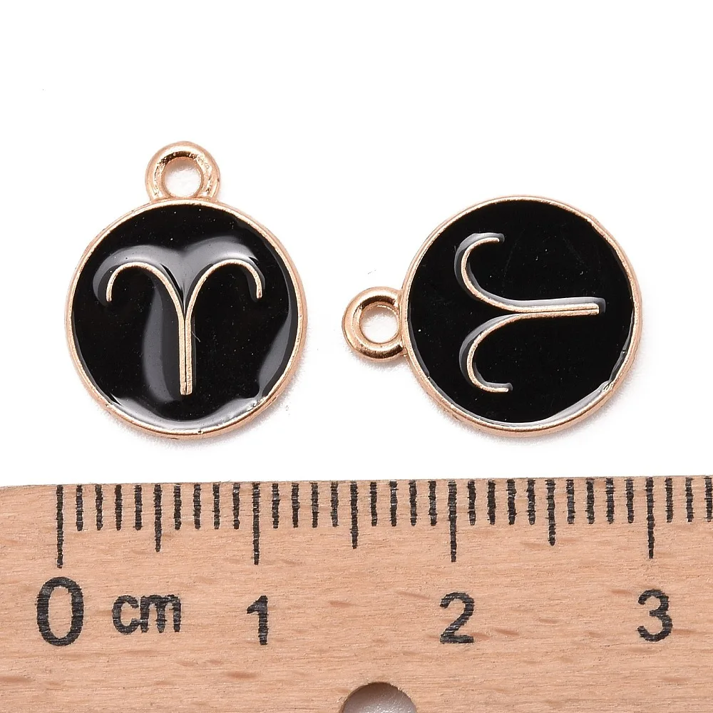 20Pcs Aries Alloy Enamel Pendants Flat Round with Constellation Jewelry Making Charms for Women Festival Gifts Jewelry DIY