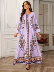 Eid Beading Muslim Party Dress Women Ramadan Abaya Long Dresses Print Morocco Kaftan Vestidos Largos Dubai Robe Jalabiya 2024