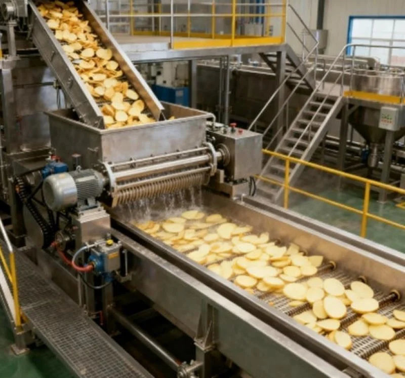 Large - Scale Automatic High Efficiency Food Processing Continuous Frying Line FL Customized