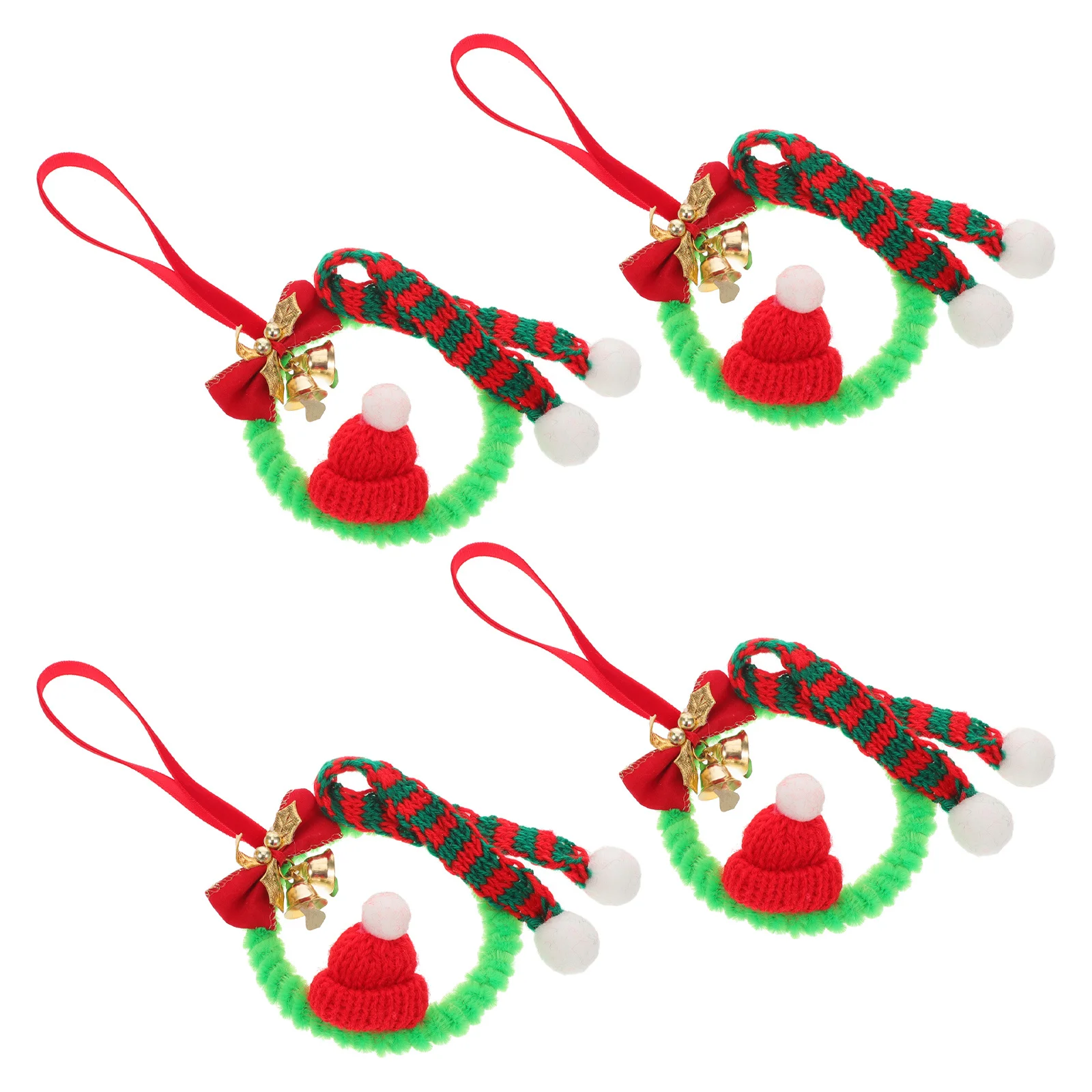 

4Pcs Christmas Mini Wreaths Green Artificial Holiday Door Window Decor Small Cabinet Wreaths Indoor Seasonal Decor
