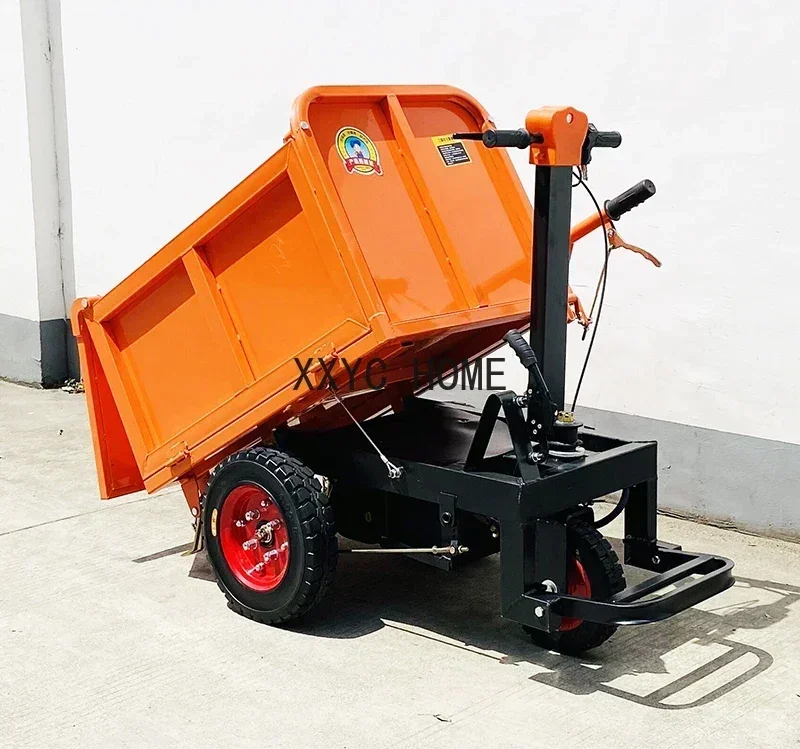 Elektrische Driewielige Kantelbare Bouwplaats Driedeurs Cement Zelflossende Lift Handling Vlakke Omzet
