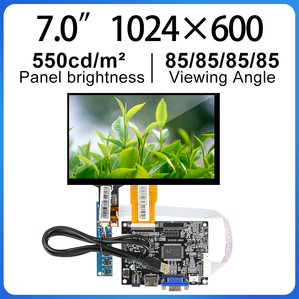 

7-дюймовый LCM TFT ЖК-экран 1024*600 50 контактов FPC VGA TTL HDMI-совместимая плата контроллера