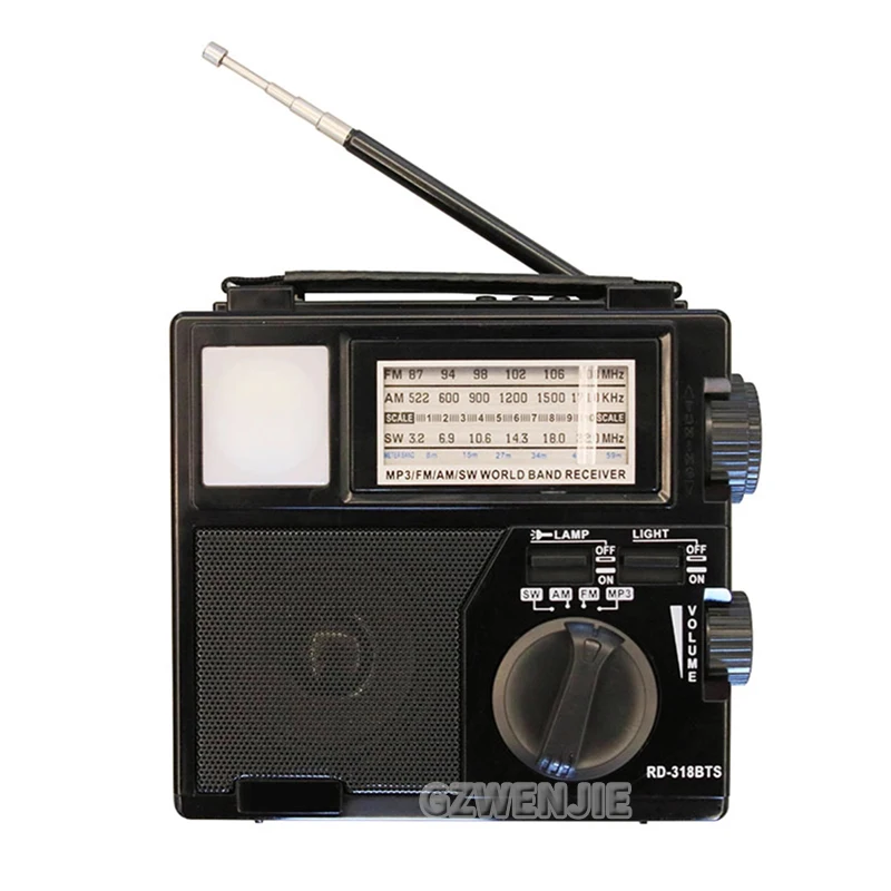 

Wireless Bluetooth Speaker LED Flashlight FM AM SW Radio Solar Charging Emergency Radio Full Band High Sensitivity