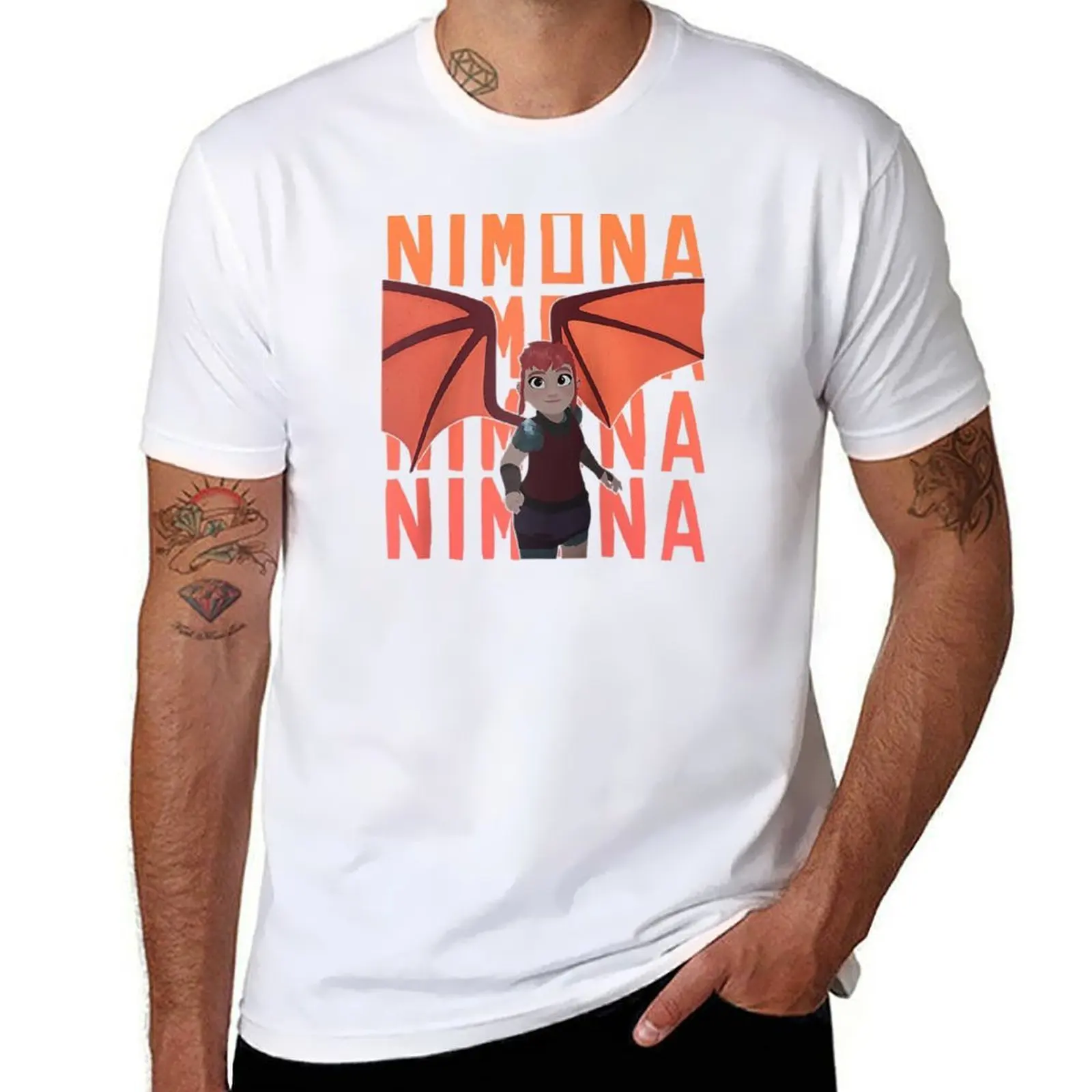 

Nimona Shapeshifter Hero Name Stack Logo Raglan T-Shirt printed t shirts for man man t shirts graphic T-Shirt