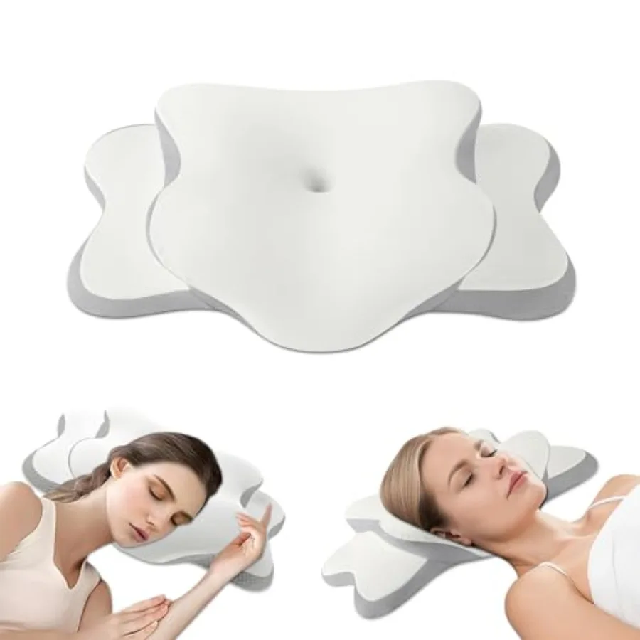 

Ergonomic Pillow for Sleep Apnea Neck Pain and Snoring Relief Cervical Neck Pillow for Side Sleepers Orthopedic Memory Foam wit