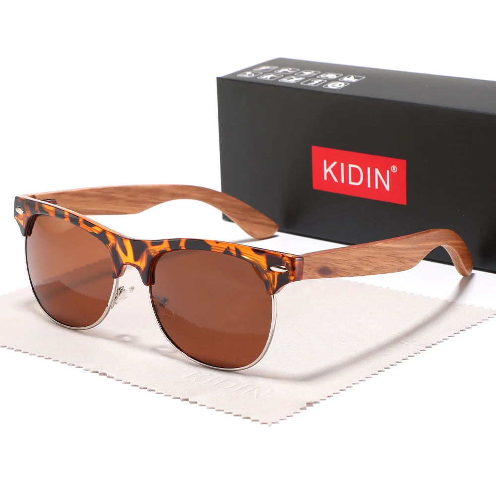 

Классические очки из бамбукового дерева в полурамке, модные универсальные солнцезащитные очки в большой оправе, мужские солнцезащитные очки для вождения, поляризационные солнцезащитные очки