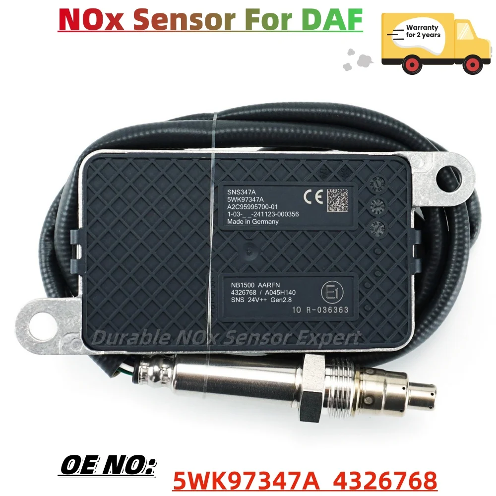NOx Sensor 5WK97347A, 4326768, 24V Nitrogen Oxygen Sensor, Fit for Cummins DAF Euro6 Heavy‑Duty Diesel Truck