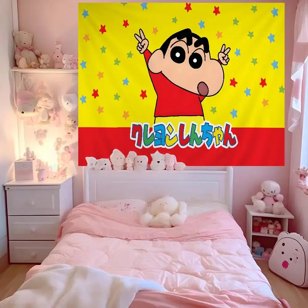 C-Crayon Shin-chans Anime Tapestry Hanging Tarot Hippie Wall Rugs Dorm Home Decor