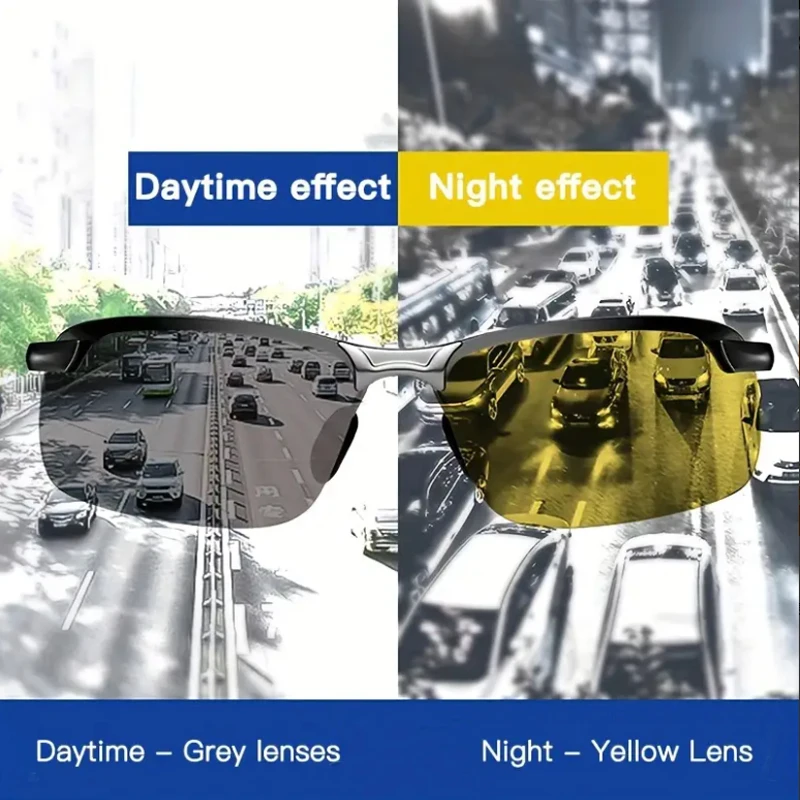 Night vision driving glasses - enhanced visibility, anti glare, semi frameless design, suitable for safe night driving