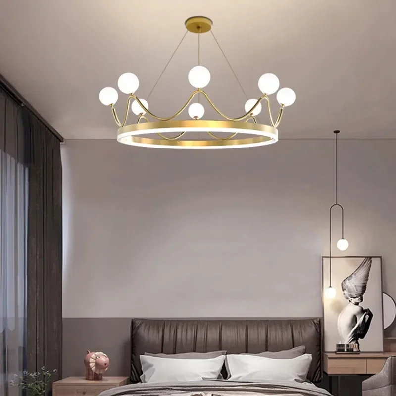 Imagem -05 - Luxo Coroa Led Iluminação Chandelier Lovely Ring Lustre Teto Pendurado Lâmpada Luz Pingente para Crianças Quarto de Crianças Novo ac 220v 110v